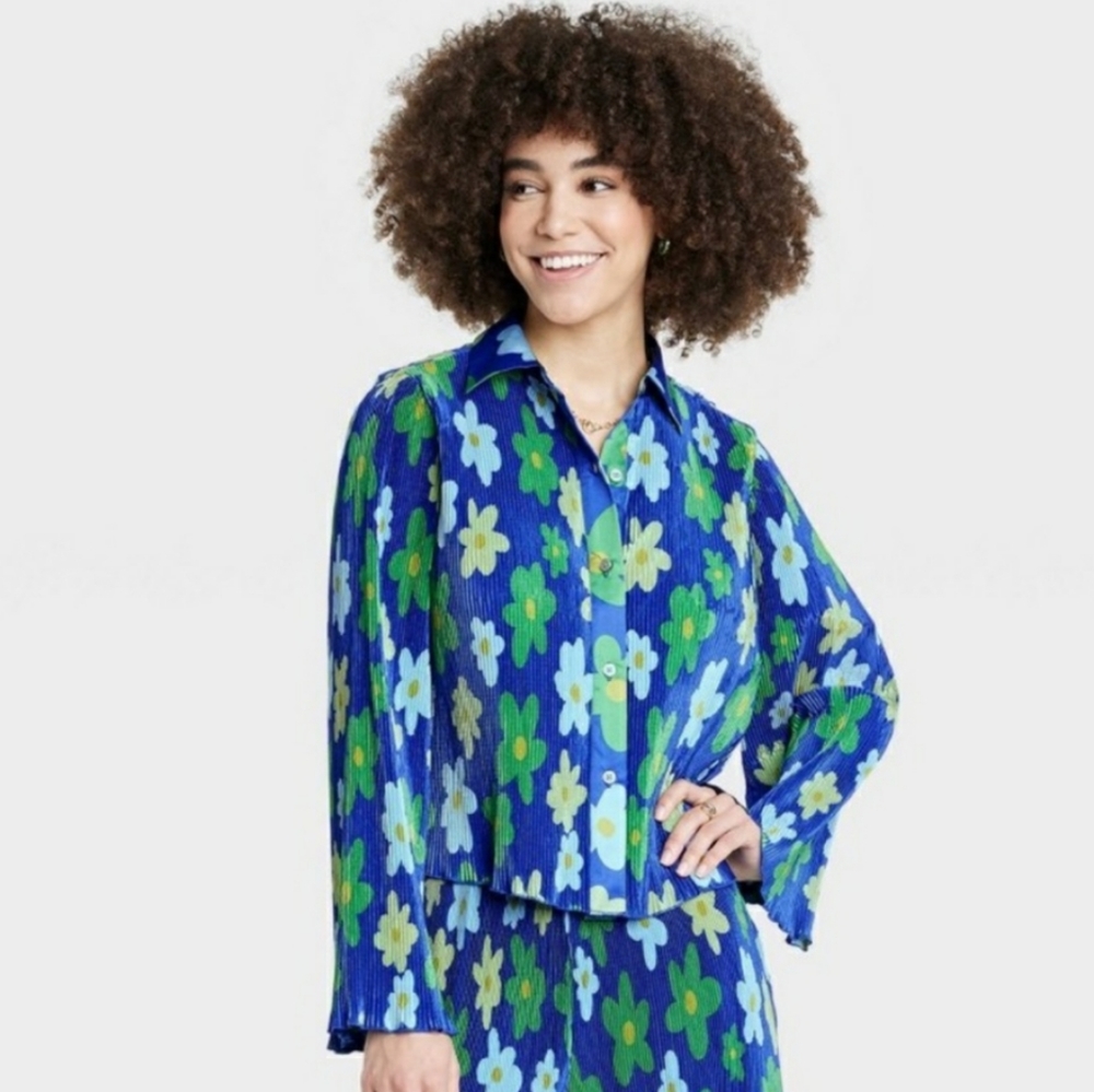 Target x Sammy B Floral Pleated Cropped Shirt